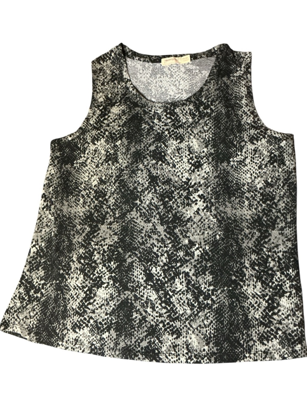 💟Faded Glory Women’s XXL 20 Black Gray Snake Print Sleeveless Swing Tank Top